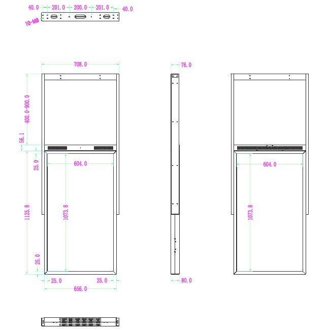 49寸雙面櫥窗機尺寸圖